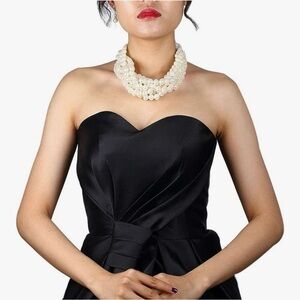 Pearl White Cluster Faux Pearl Choker Necklace Statement Wedding Bridal